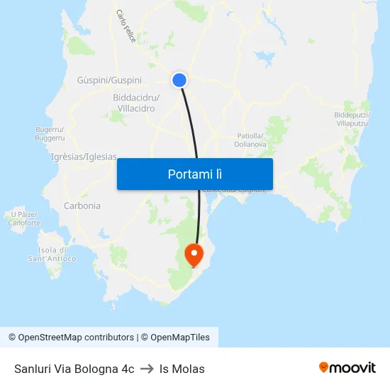 Sanluri Via Bologna 4c to Is Molas map