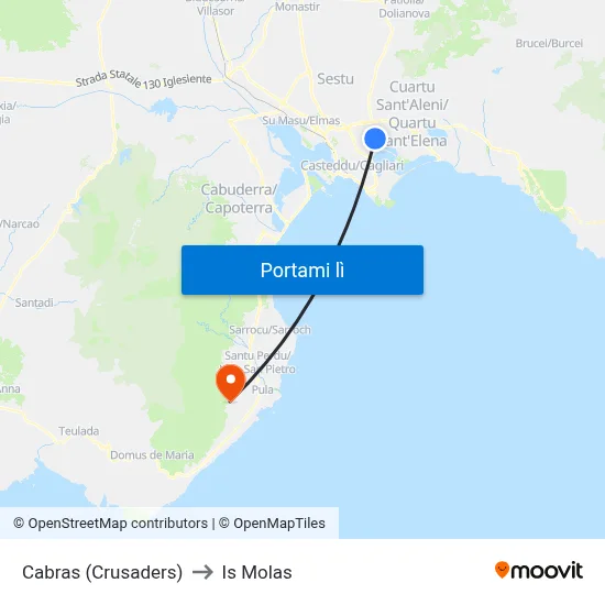Cabras (Crusaders) to Is Molas map