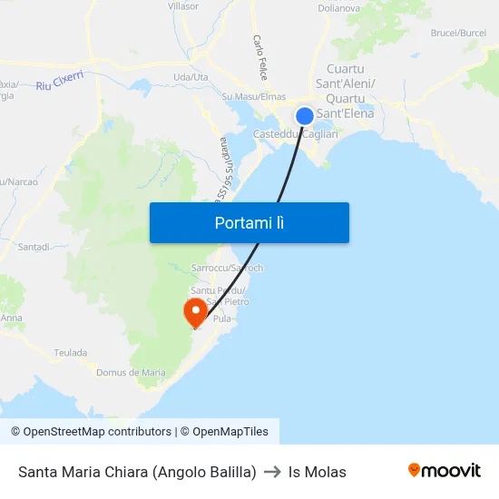 Santa Maria Chiara (Angolo Balilla) to Is Molas map