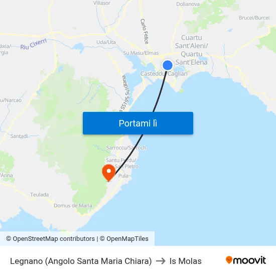 Legnano (Angolo Santa Maria Chiara) to Is Molas map