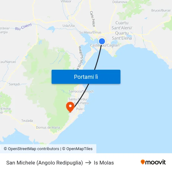 San Michele (Angolo Redipuglia) to Is Molas map