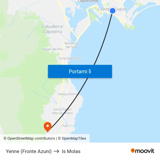 Yenne (Fronte Azuni) to Is Molas map