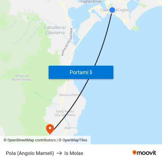 Pola (Angolo Mameli) to Is Molas map