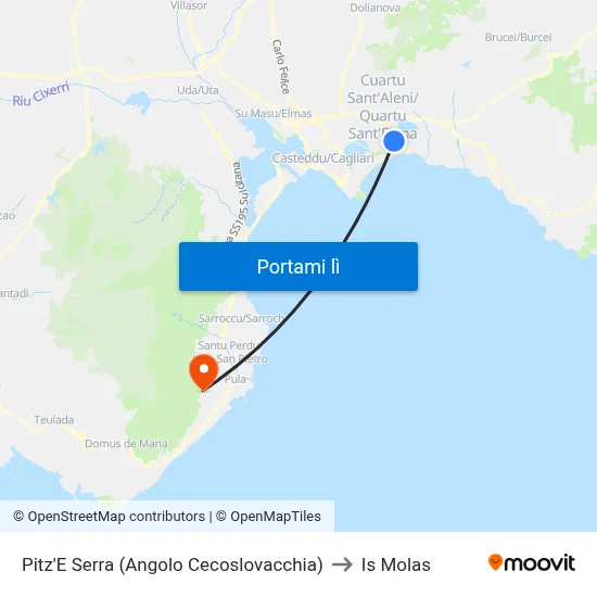 Pitz'E Serra (Angolo Cecoslovacchia) to Is Molas map