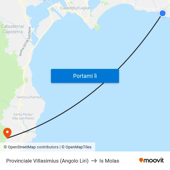 Provinciale Villasimius (Angolo Liri) to Is Molas map