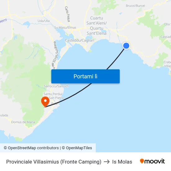 Provinciale Villasimius (Fronte Camping) to Is Molas map