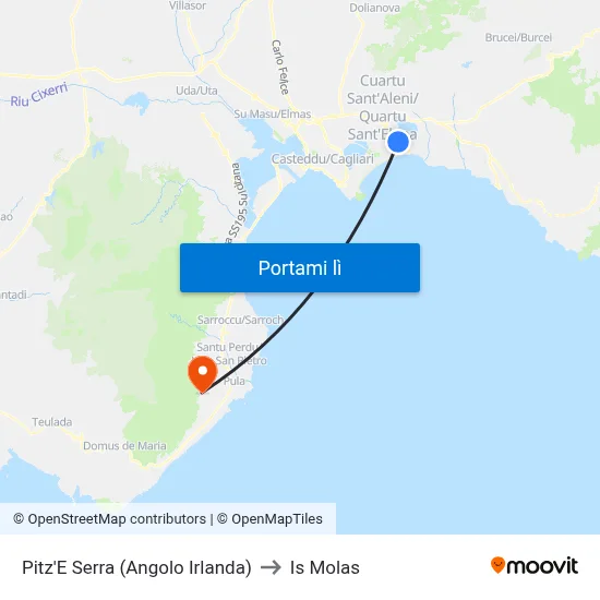 Pitz'E Serra (Angolo Irlanda) to Is Molas map