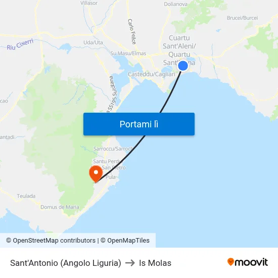 Sant'Antonio (Angolo Liguria) to Is Molas map