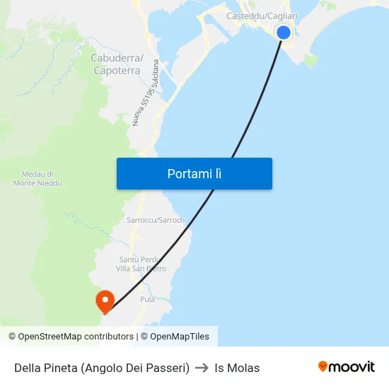 Della Pineta (Angolo Dei Passeri) to Is Molas map