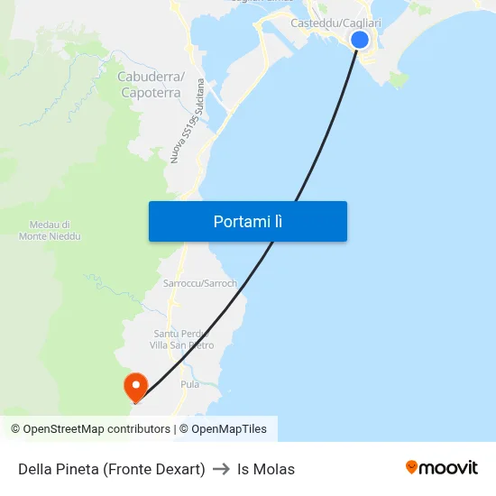 Della Pineta (Fronte Dexart) to Is Molas map