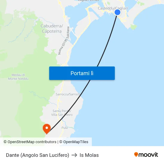Dante (Angolo San Lucifero) to Is Molas map