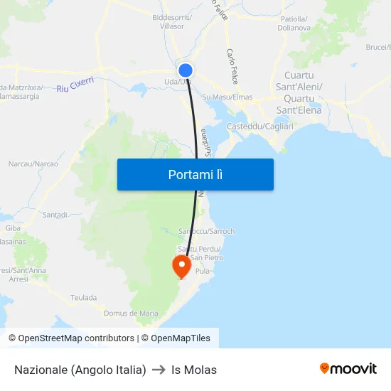Nazionale (Angolo Italia) to Is Molas map