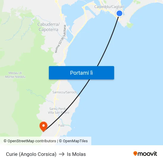 Curie (Angolo Corsica) to Is Molas map