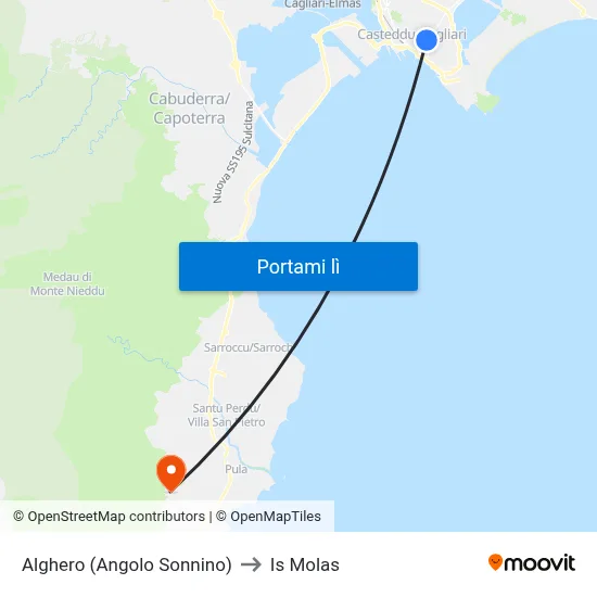 Alghero (Angolo Sonnino) to Is Molas map