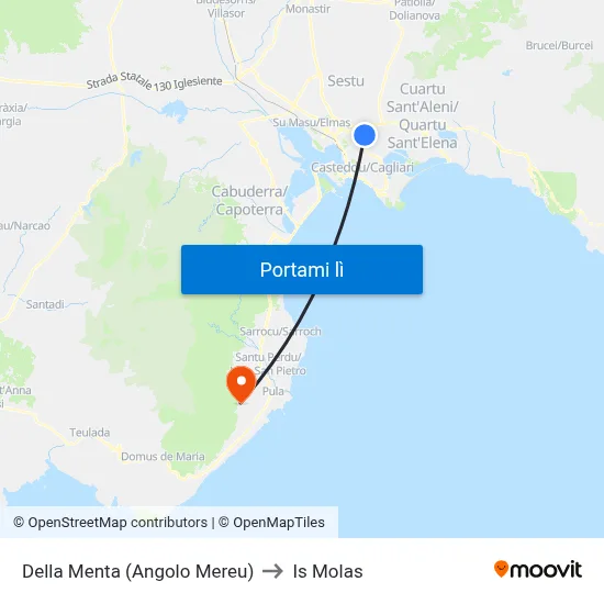 Della Menta (Angolo Mereu) to Is Molas map