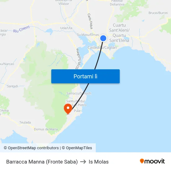 Barracca Manna (Fronte Saba) to Is Molas map