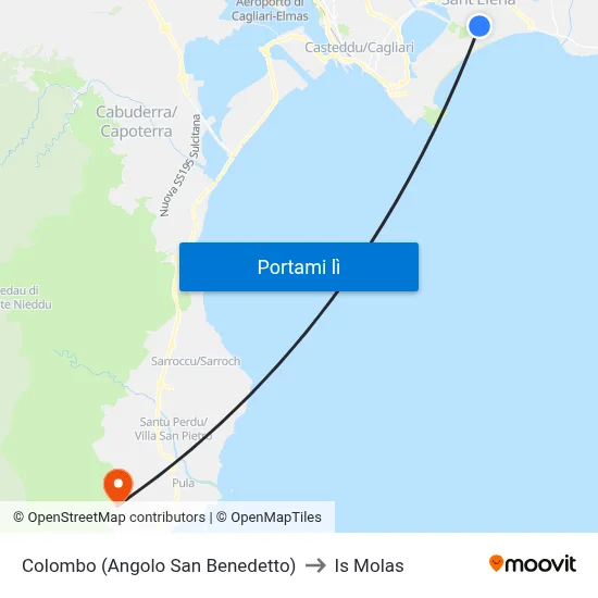 Colombo (Angolo San Benedetto) to Is Molas map