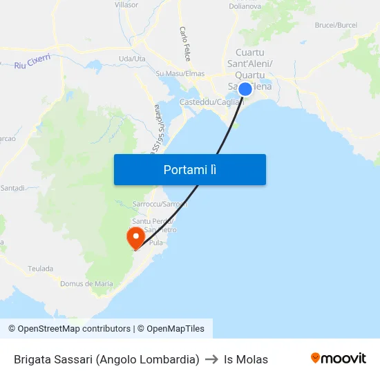 Brigata Sassari (Angolo Lombardia) to Is Molas map