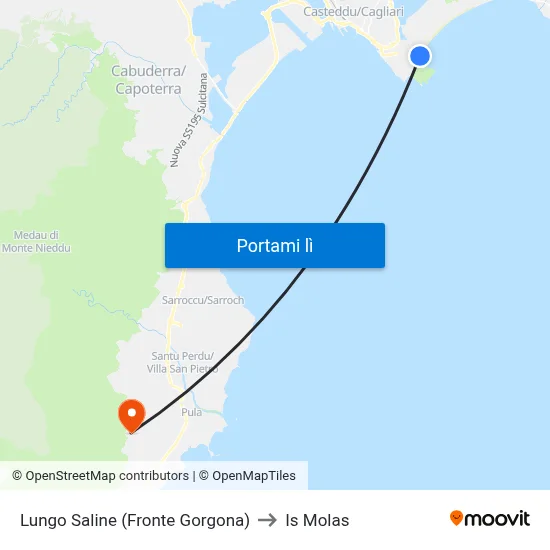 Lungo Saline (Fronte Gorgona) to Is Molas map