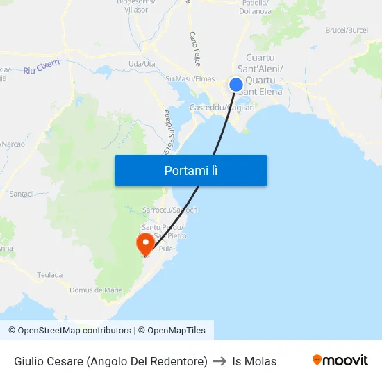 Giulio Cesare (Angolo Del Redentore) to Is Molas map