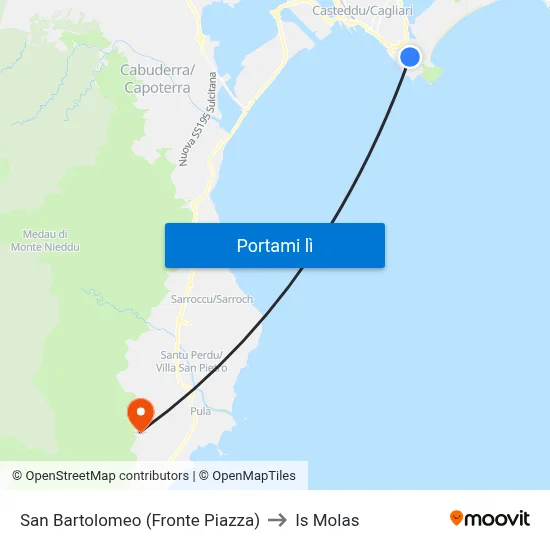 San Bartolomeo (Fronte Piazza) to Is Molas map