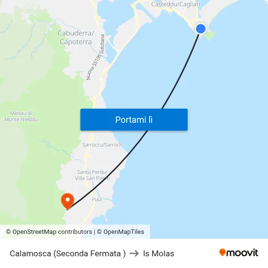 Calamosca (Seconda Fermata ) to Is Molas map