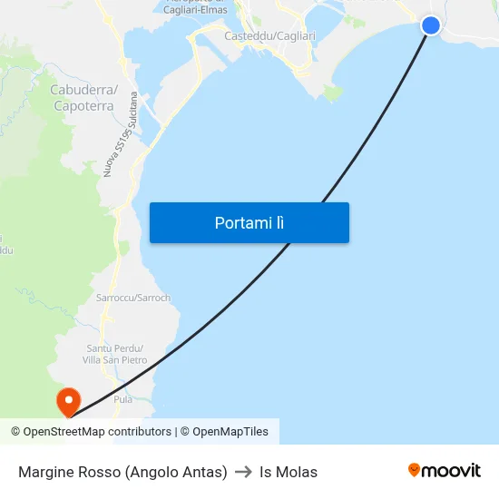 Margine Rosso (Angolo Antas) to Is Molas map