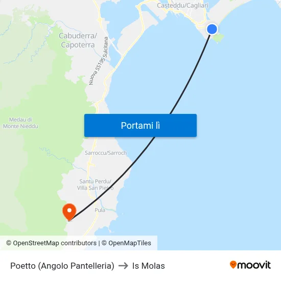 Poetto (Angolo Pantelleria) to Is Molas map