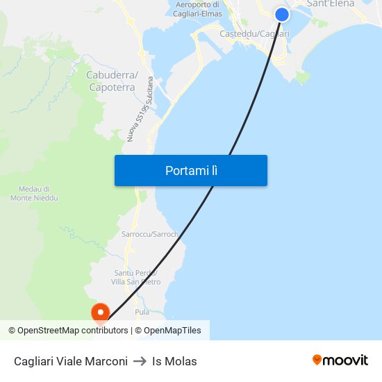 Cagliari Viale Marconi to Is Molas map