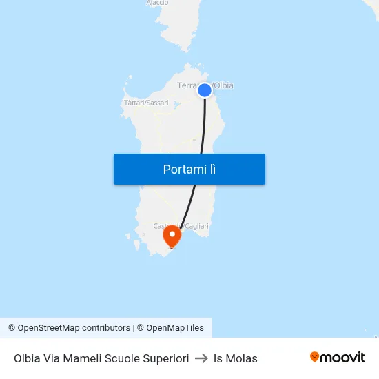 Olbia Via Mameli Scuole Superiori to Is Molas map