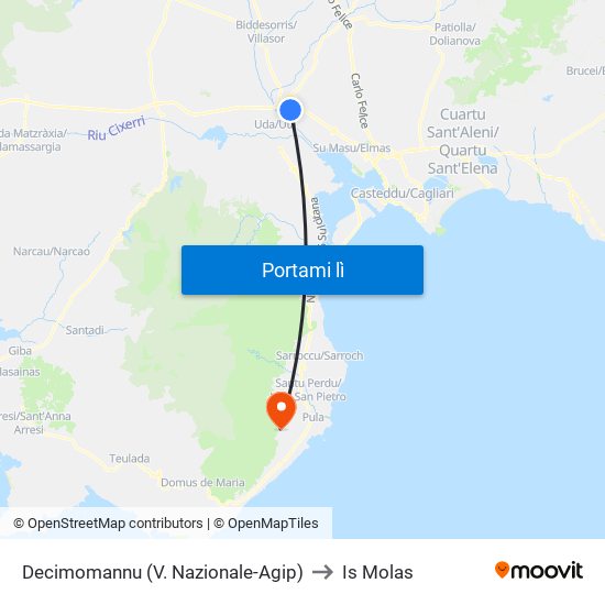 Decimomannu (V. Nazionale-Agip) to Is Molas map