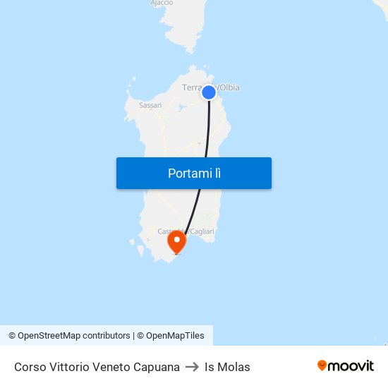 Corso Vittorio Veneto Capuana to Is Molas map