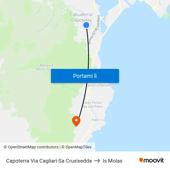 Capoterra Via Cagliari-Sa Cruxixedda to Is Molas map