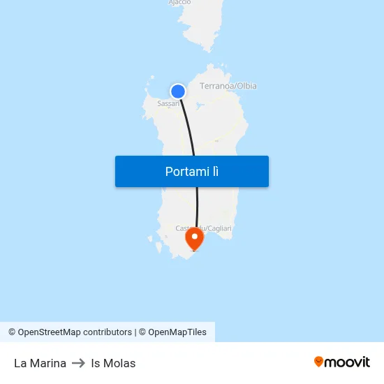 La Marina to Is Molas map
