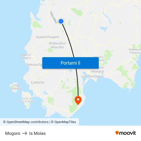 Mogoro to Is Molas map