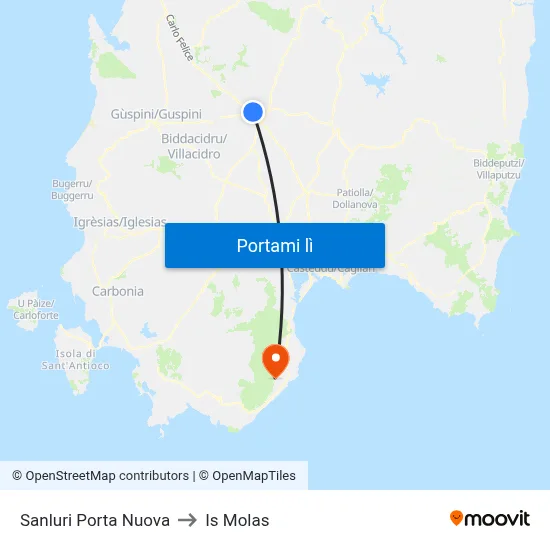 Sanluri Porta Nuova to Is Molas map