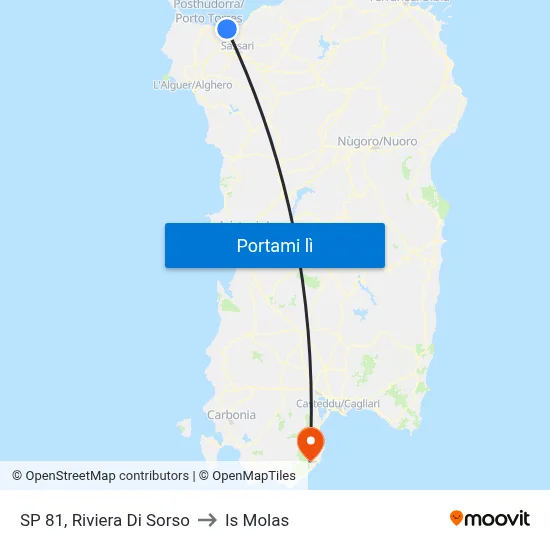 SP 81, Riviera Di Sorso to Is Molas map
