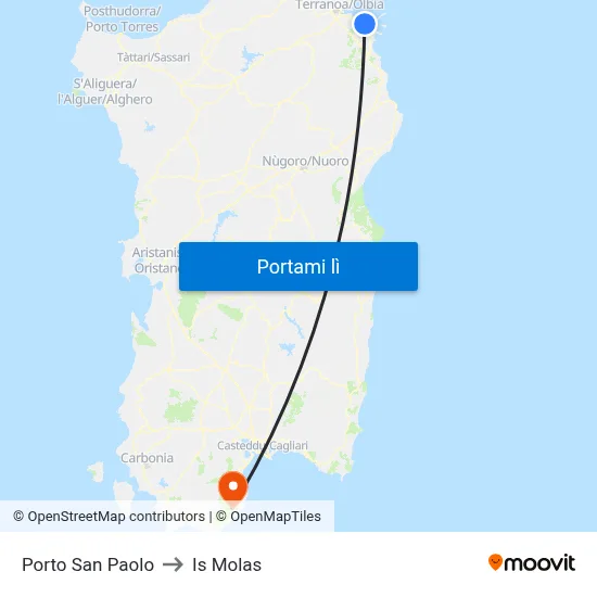 Porto San Paolo to Is Molas map
