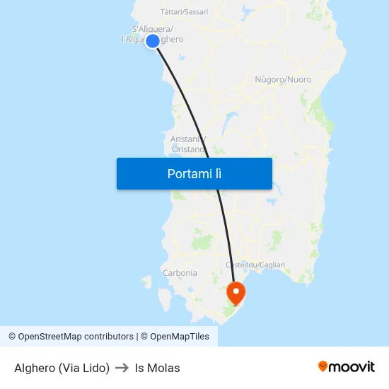 Alghero (Via Lido) to Is Molas map