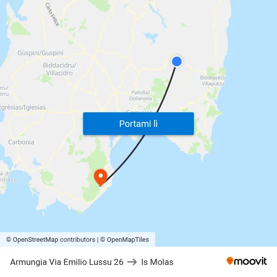 Armungia Via Emilio Lussu 26 to Is Molas map
