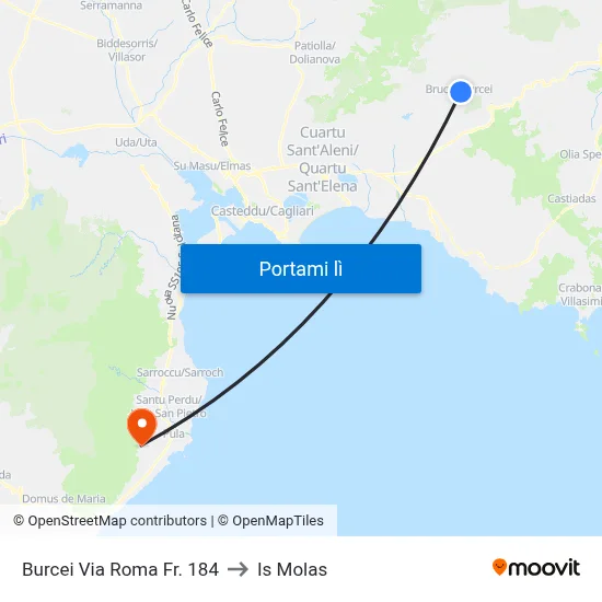 Burcei Via Roma Fr. 184 to Is Molas map
