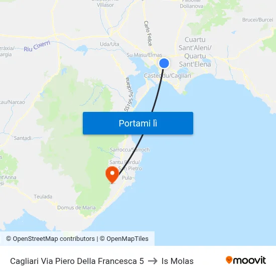 Cagliari Via Piero Della Francesca 5 to Is Molas map