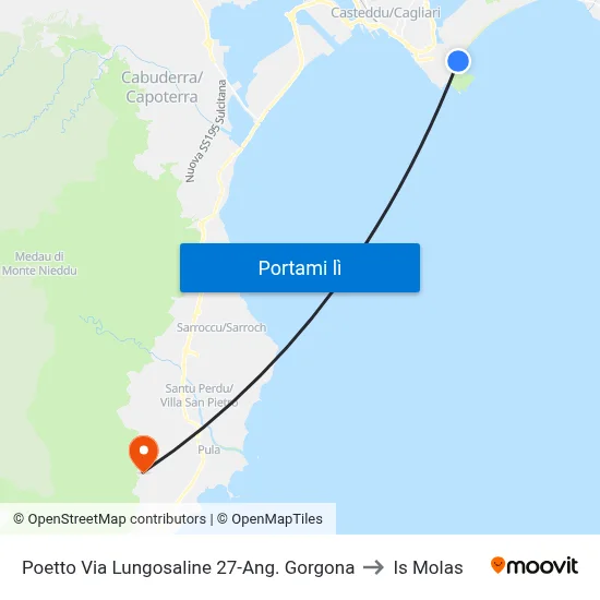 Poetto Via Lungosaline 27-Ang. Gorgona to Is Molas map