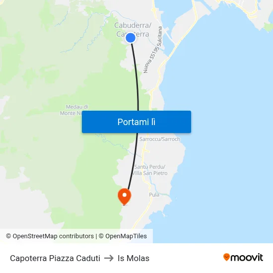 Capoterra Piazza Caduti to Is Molas map