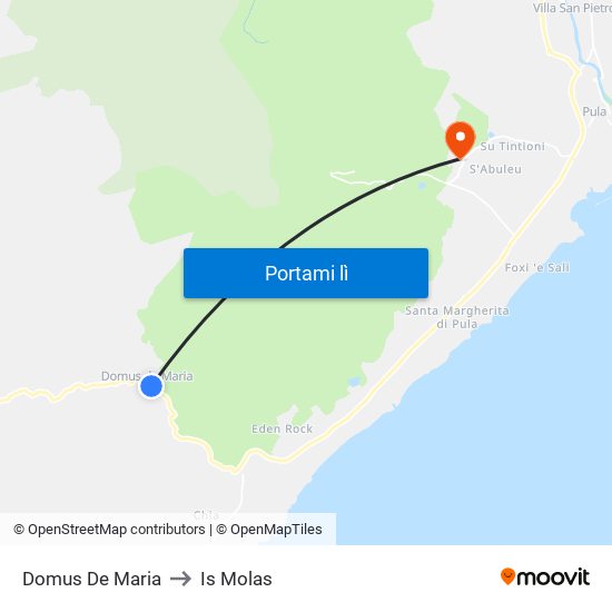 Domus De Maria to Is Molas map