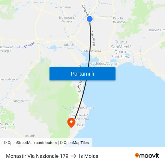 Monastir Via Nazionale 179 to Is Molas map