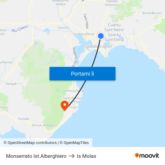 Monserrato Ist.Alberghiero to Is Molas map