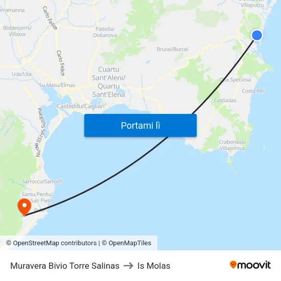 Muravera Bivio Torre Salinas to Is Molas map