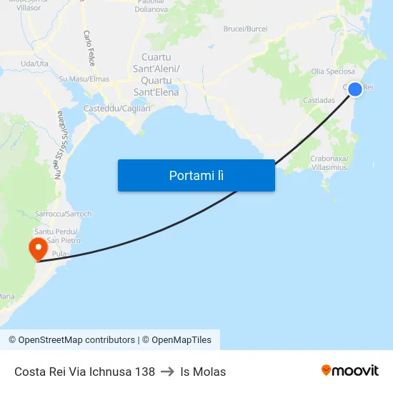 Costa Rei Via Ichnusa 138 to Is Molas map