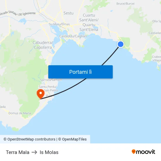 Terra Mala to Is Molas map